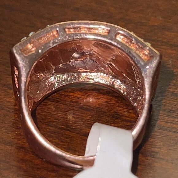 NWT rose gold heart design ring pink green crystal - Picture 4 of 7